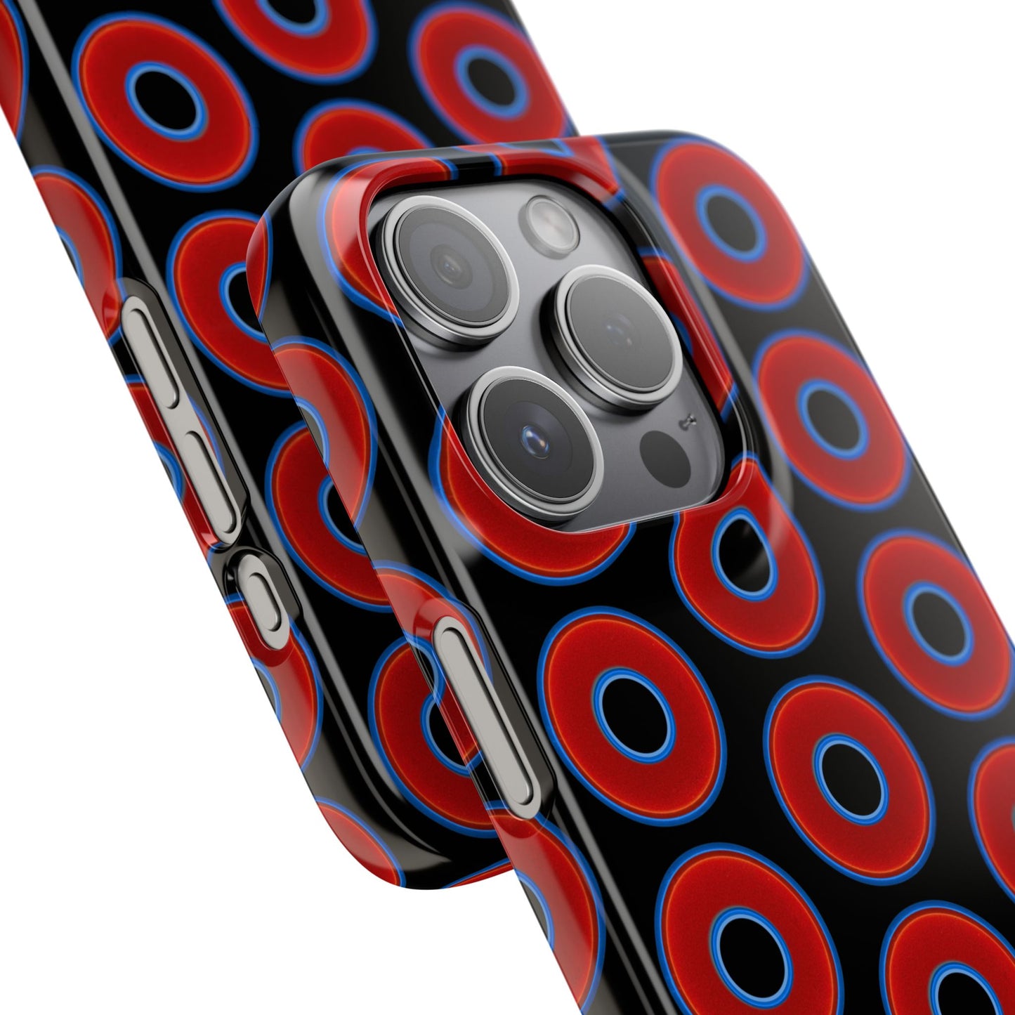 Lumpy Donut Snap Case - red vivid donut print w/black background