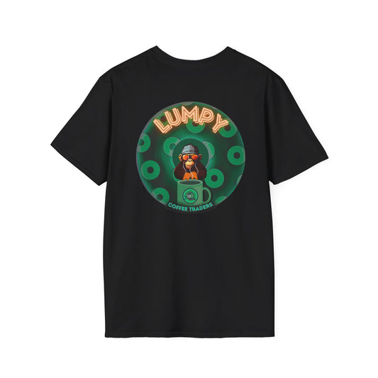 Lumpy Coffee Traders Tee - Unisex Soft-Style - "Taboo, taboot!" - paradoxical logo donut - variant 1