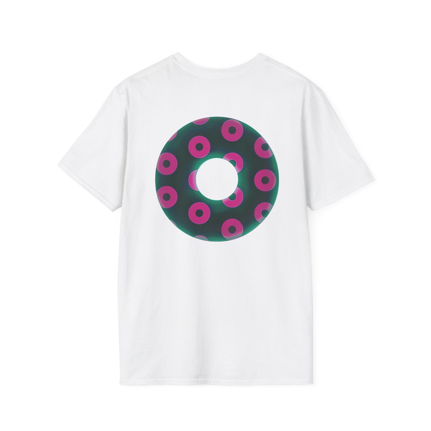 Plain Donuts/Unisex Soft-Style - "Plain Blimpy Paradoxical Donuts" - dark green/magenta donuts