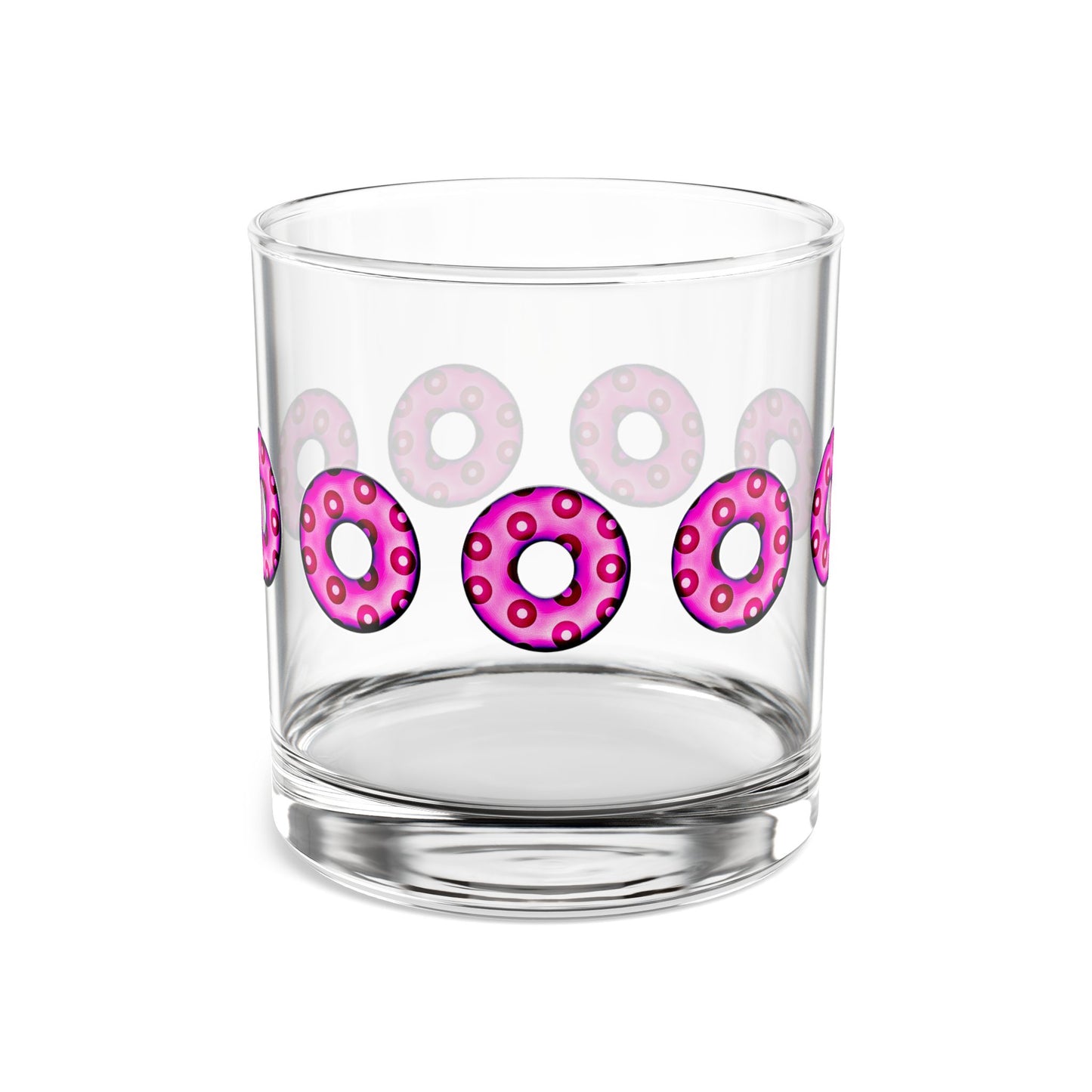 10oz Lumpy Rock Glass - blimpy paradox donuts - hot magenta/red donuts
