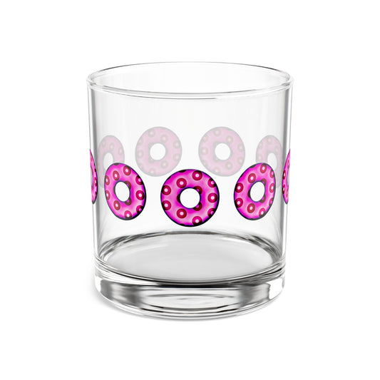 10oz Lumpy Rock Glass - blimpy paradox donuts - hot magenta/red donuts