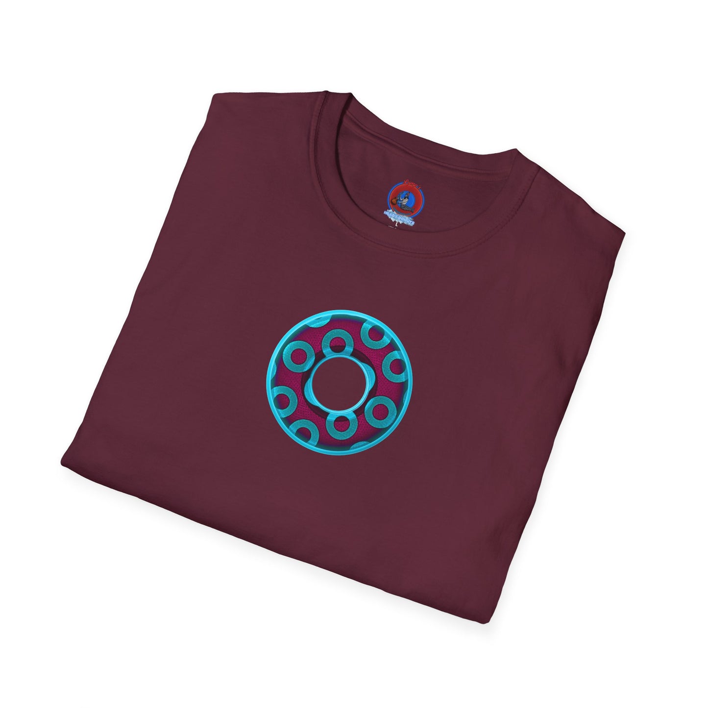 Plain Donuts/Unisex Soft-Style - "Plain Rustic Paradoxical Donuts" - aquamarine/burgundy donuts