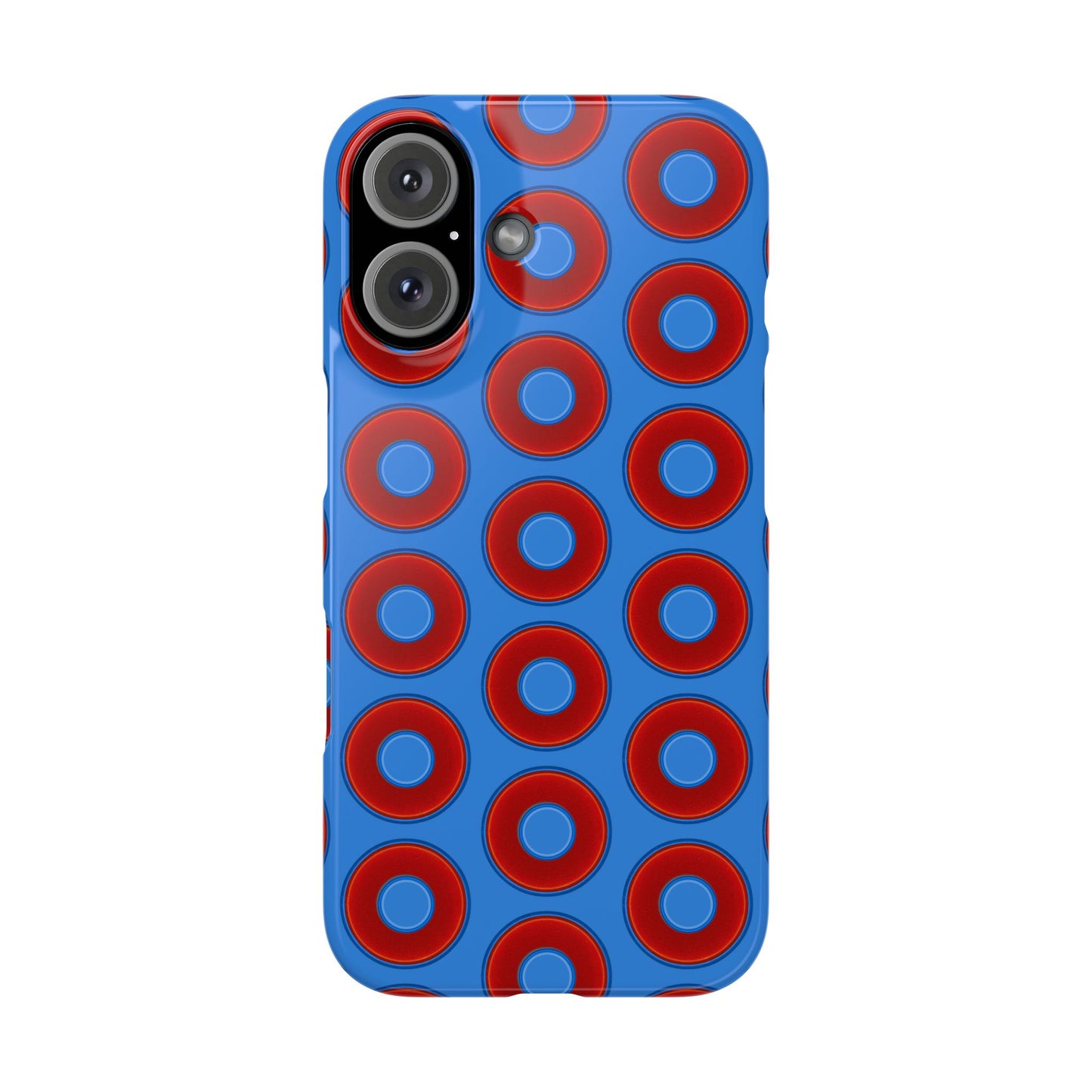 Lumpy Donut Snap Case - red vivid donut print w/light royal blue background