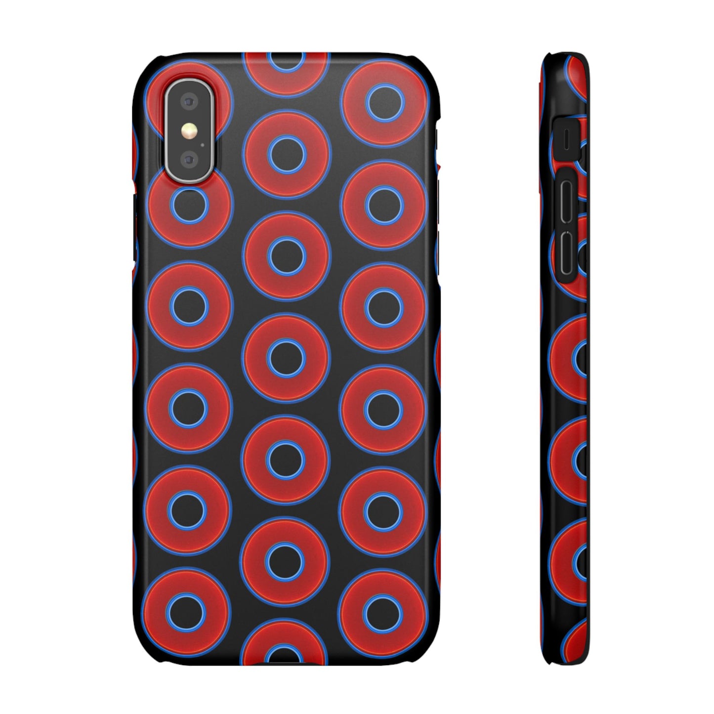 Lumpy Donut Snap Case - red vivid donut print w/black background