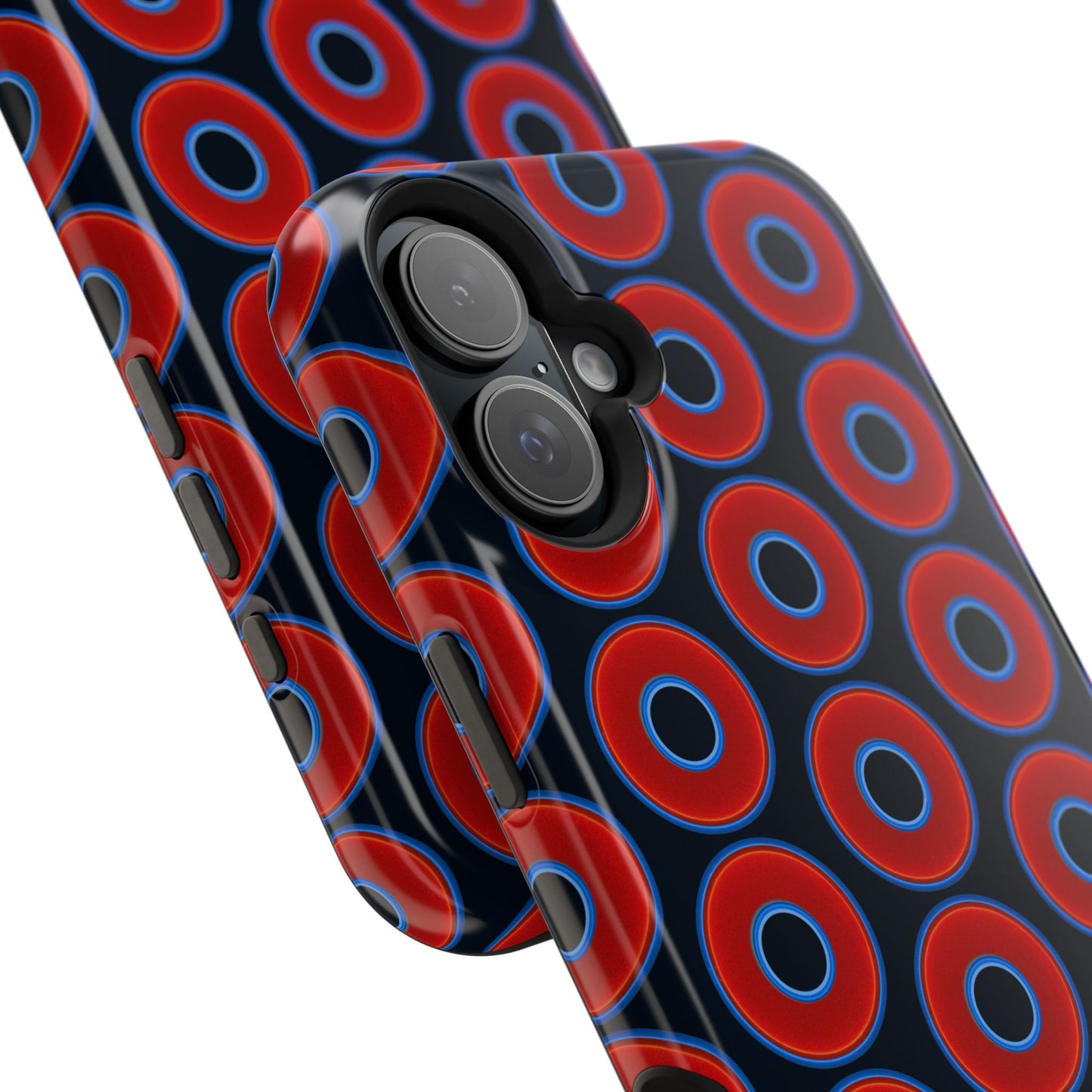 Magnetic Tough Donut Case - red vivid donut print w/blue charcoal background
