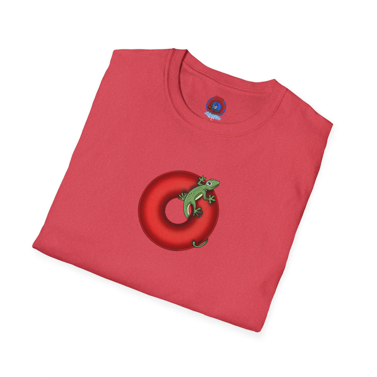 Classic Donut Tee - Unisex Soft-Style - "Practically Extinct Tee Shirt" - plump vivid red donut - variant 1