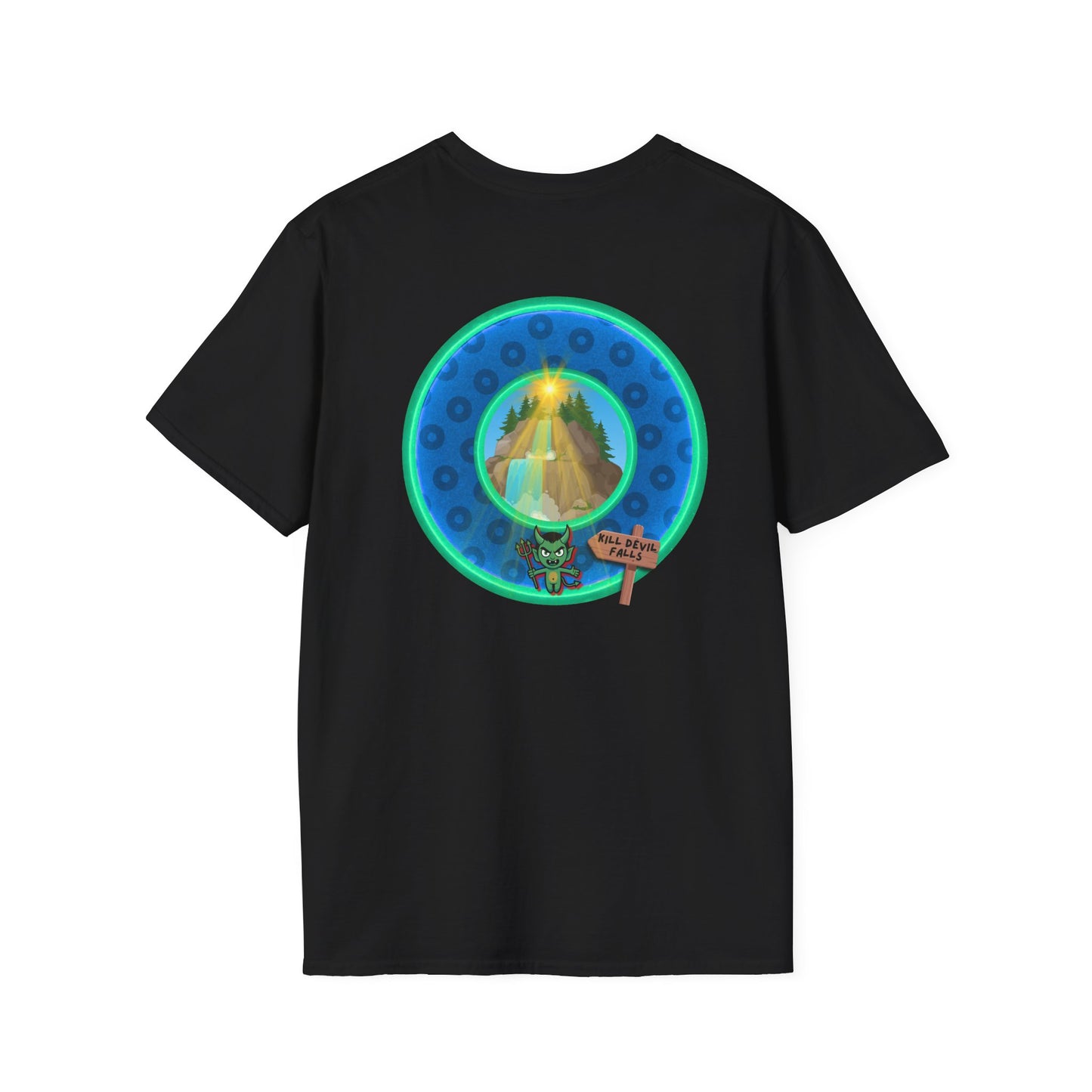 Classic Donut Tee - Unisex Soft-Style - "Devil's Drowning Donuts" - blue/green paradox donut