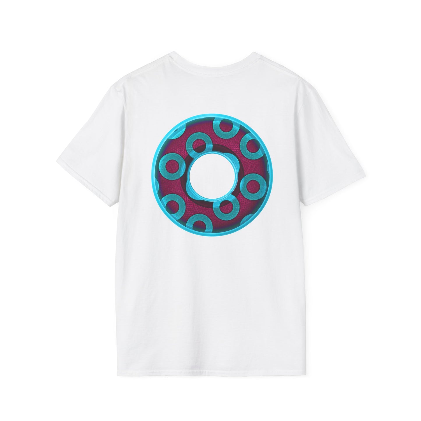 Plain Donuts/Unisex Soft-Style - "Plain Rustic Paradoxical Donuts" - aquamarine/burgundy donuts