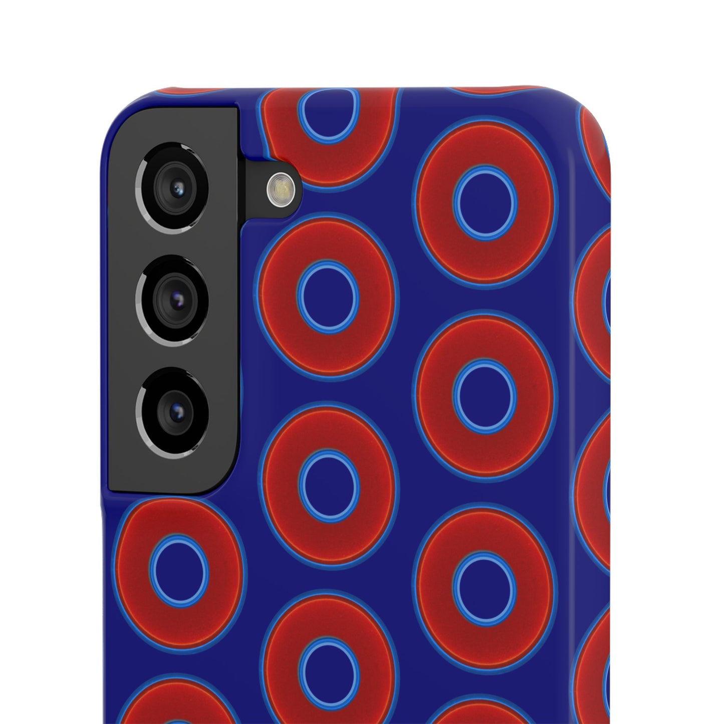 Lumpy Donut Snap Case - red vivid donut print w/vivid navy blue background