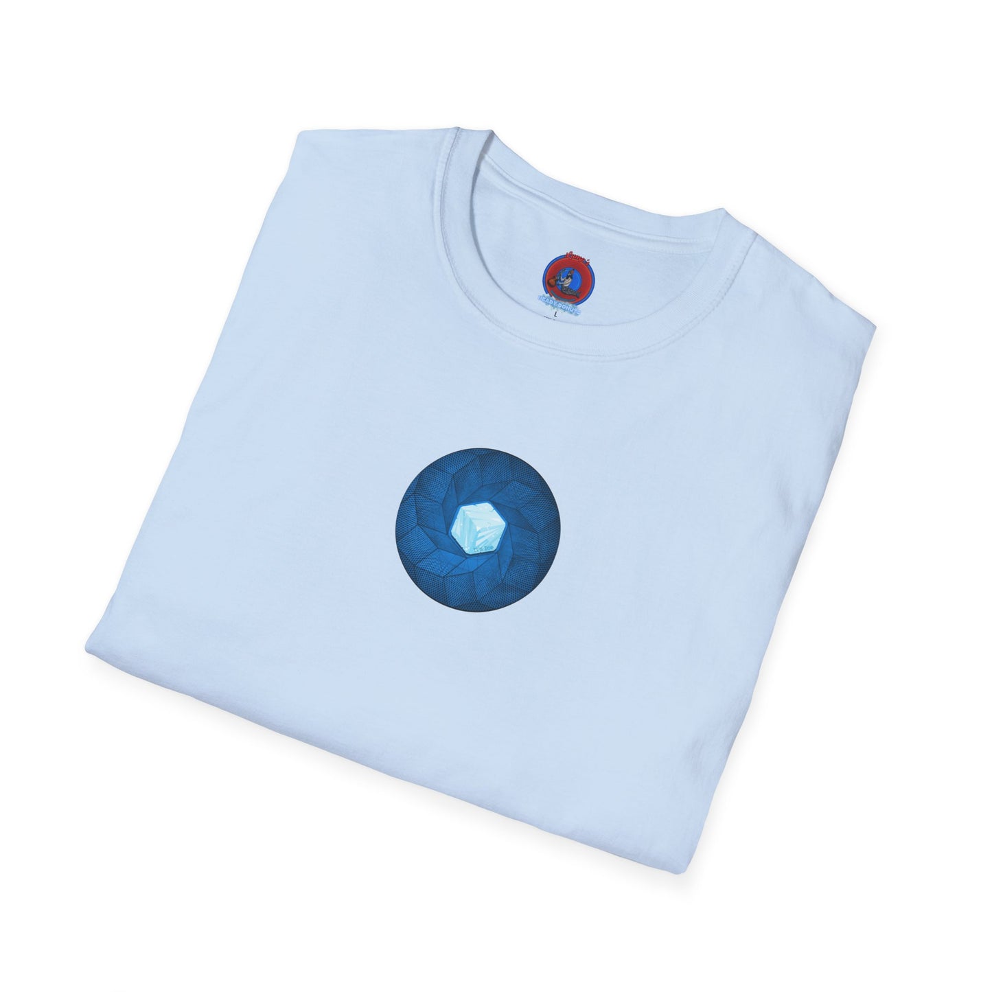 Coffee Traders Tee - Unisex Soft-Style - "Tasty Coffee" - paradoxical donut/cubed blue donut - variant 1 - It's Ice Cube's front/logo back