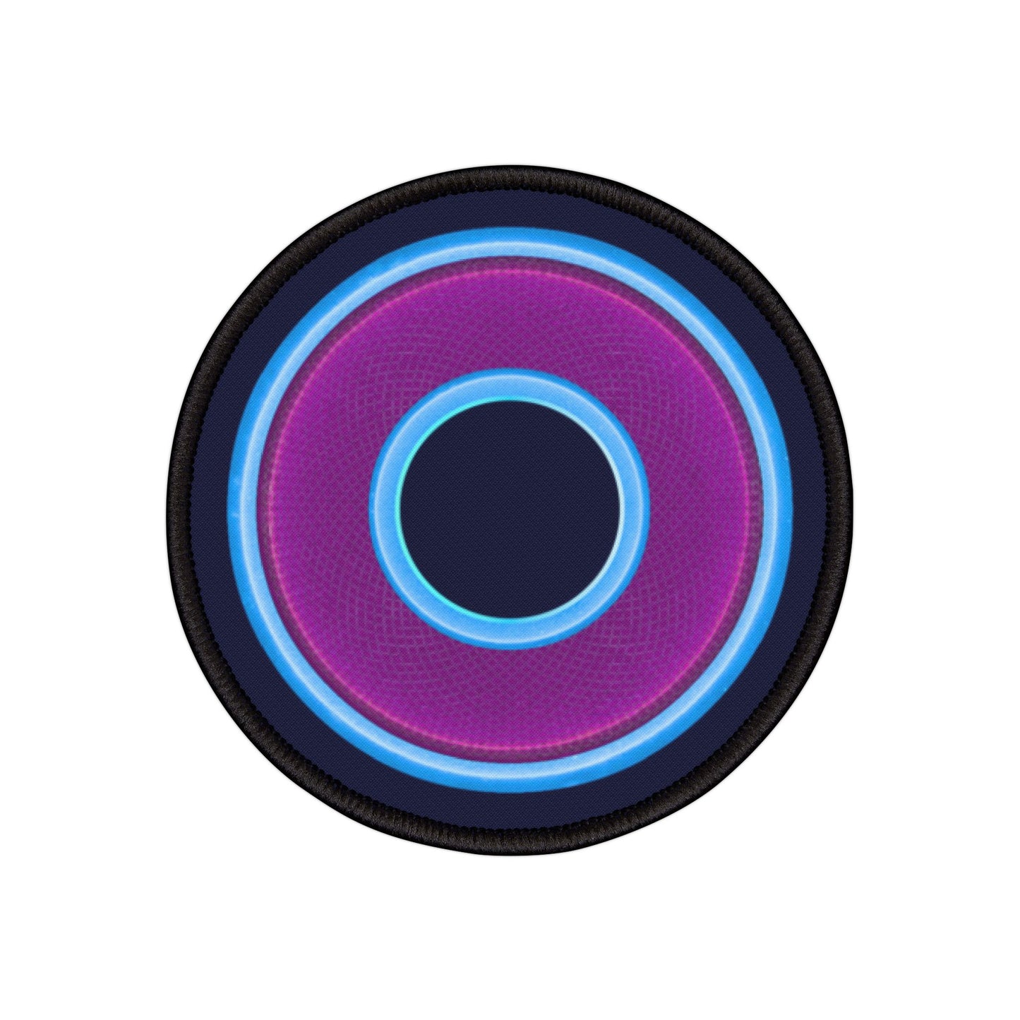 Iron-On Donut Patch - "Plain Rustic Donut" - purple/light blue rustic donut