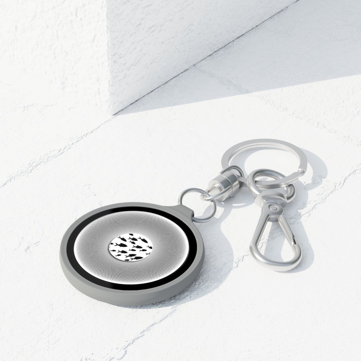 Lumpy Donut Keychain - "Swimming By" - series 1.0 - variant 3 - white donut