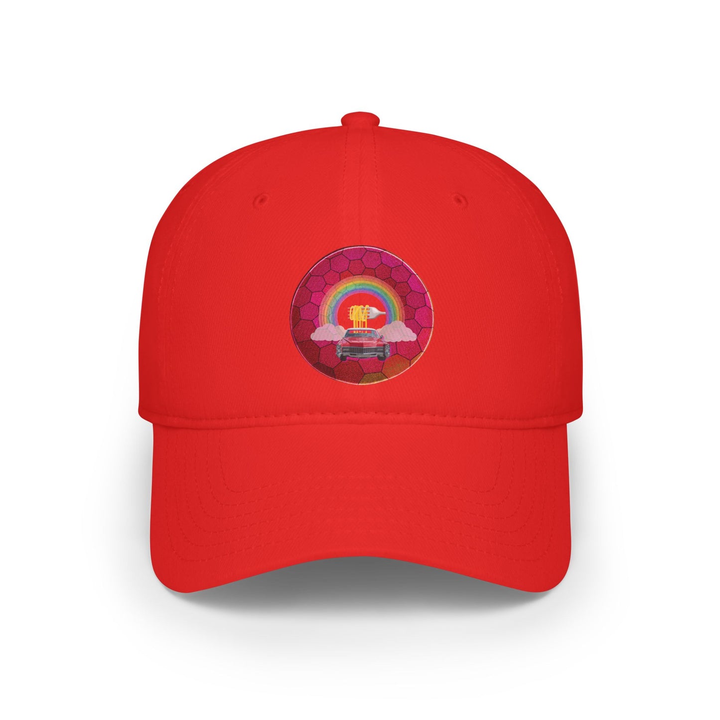 Lumpy Donut Baseball Cap - "Caddy Spaghetti Incident Donut Cap" - variant 1 - magenta hexadonut w/