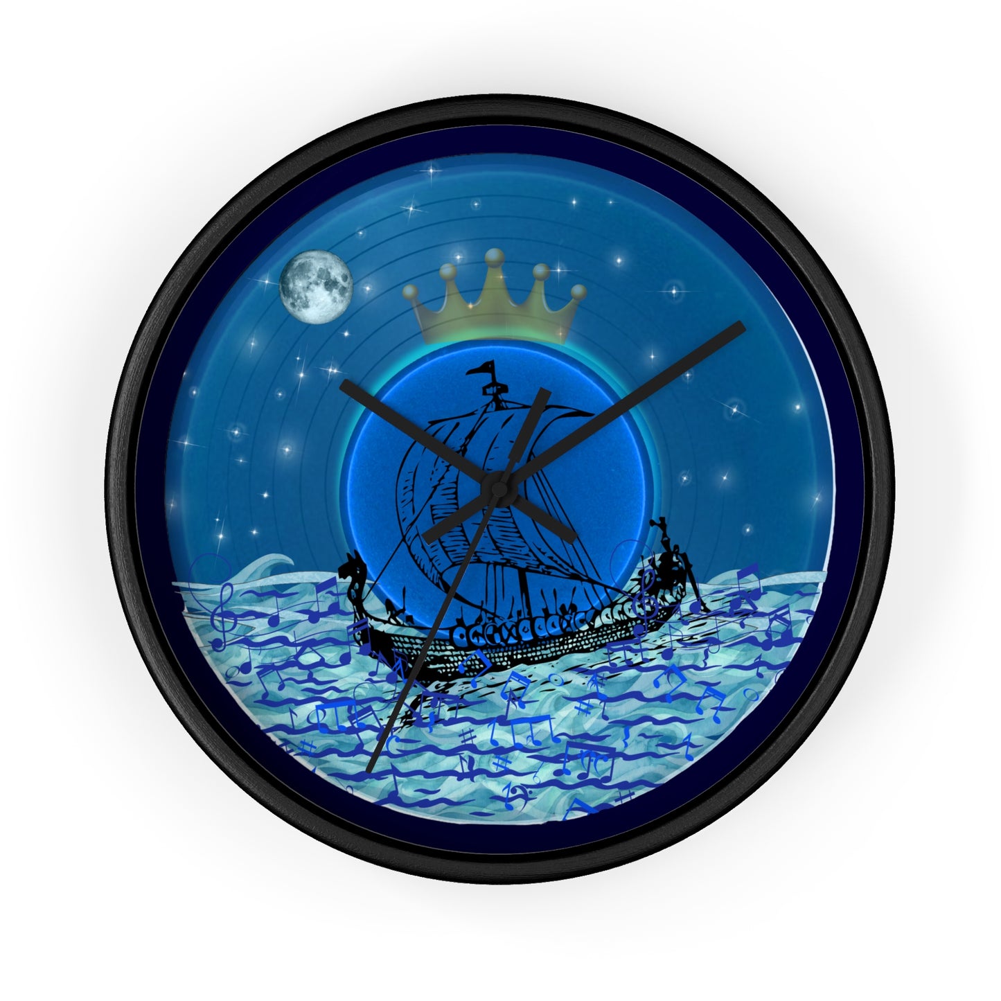 Lumpy Wall Clock - "The Official Donut of the Prince" - blue vivid donut w/midnight blue background