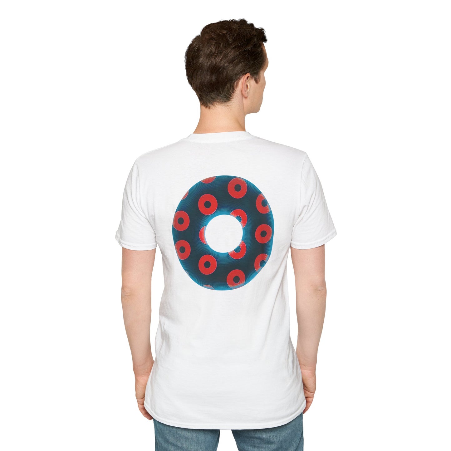 Plain Donuts/Unisex Soft-Style - "Plain Blimpy Paradoxical Donuts" - steel blue/red donuts