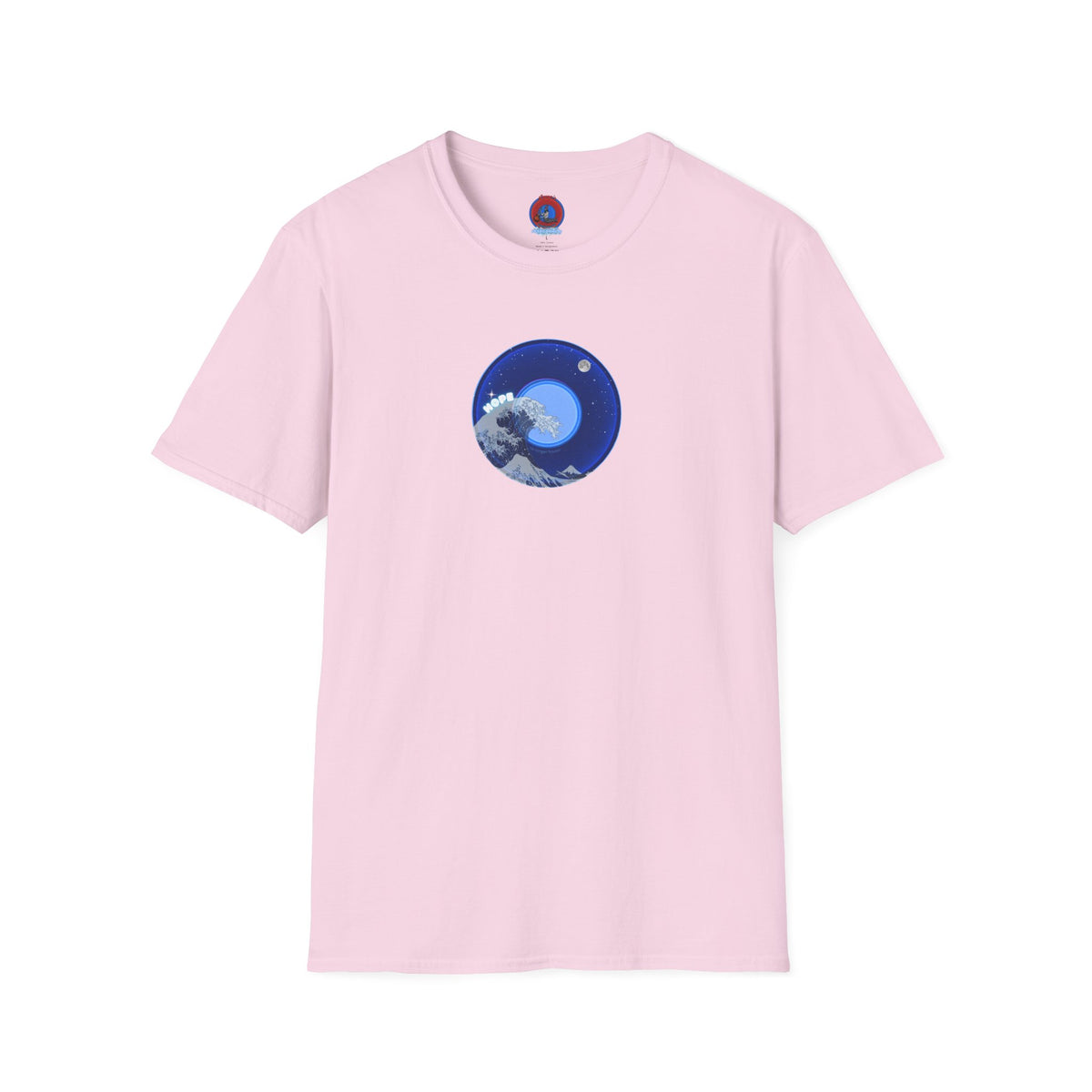 Classic Donut Tee - Unisex Soft-Style - "The Hopeful Waving Donut" - variant 2 - vivid blue donut