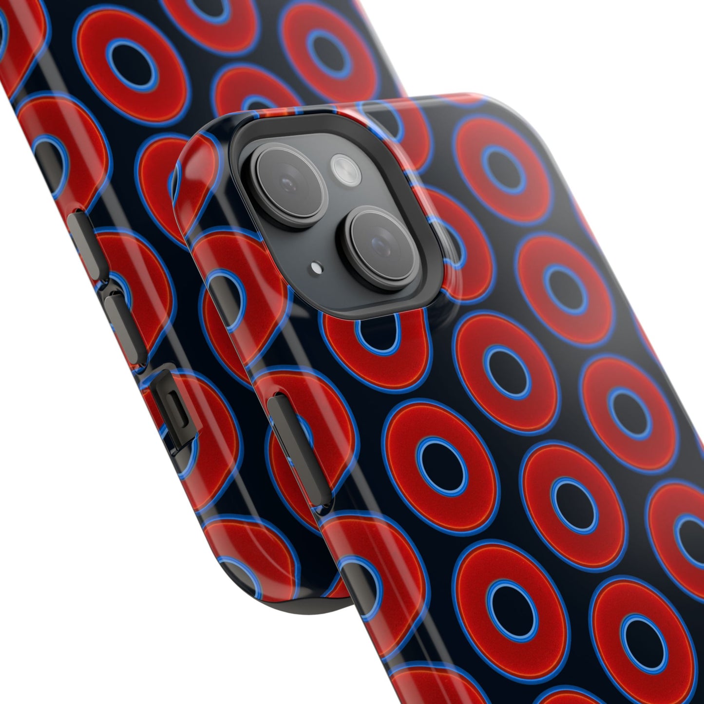 Magnetic Tough Donut Case - red vivid donut print w/blue charcoal background