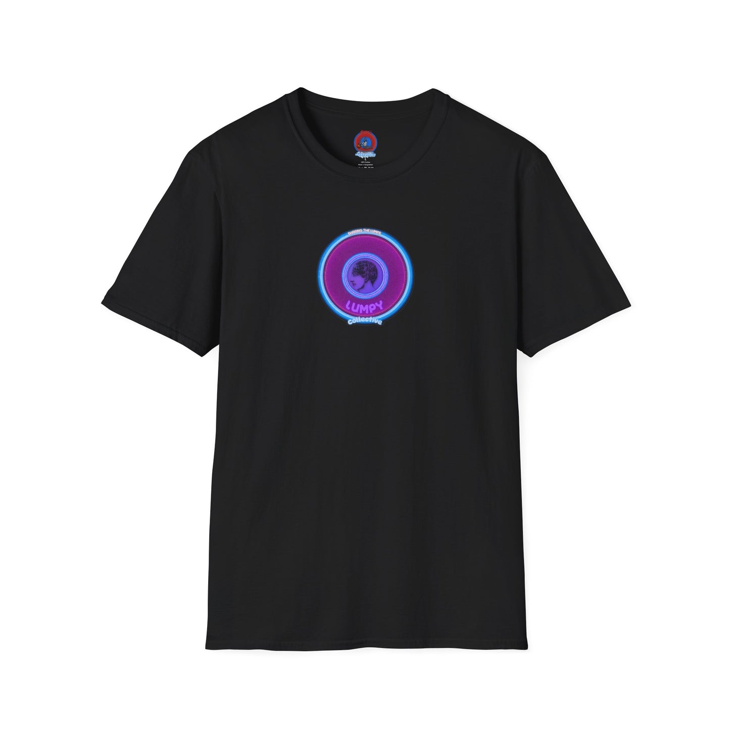 Classic Donut Tee - Unisex Soft-Style - "Lumpy Collective Donut" - rustic purple/light blue lumpy donut - variant 2