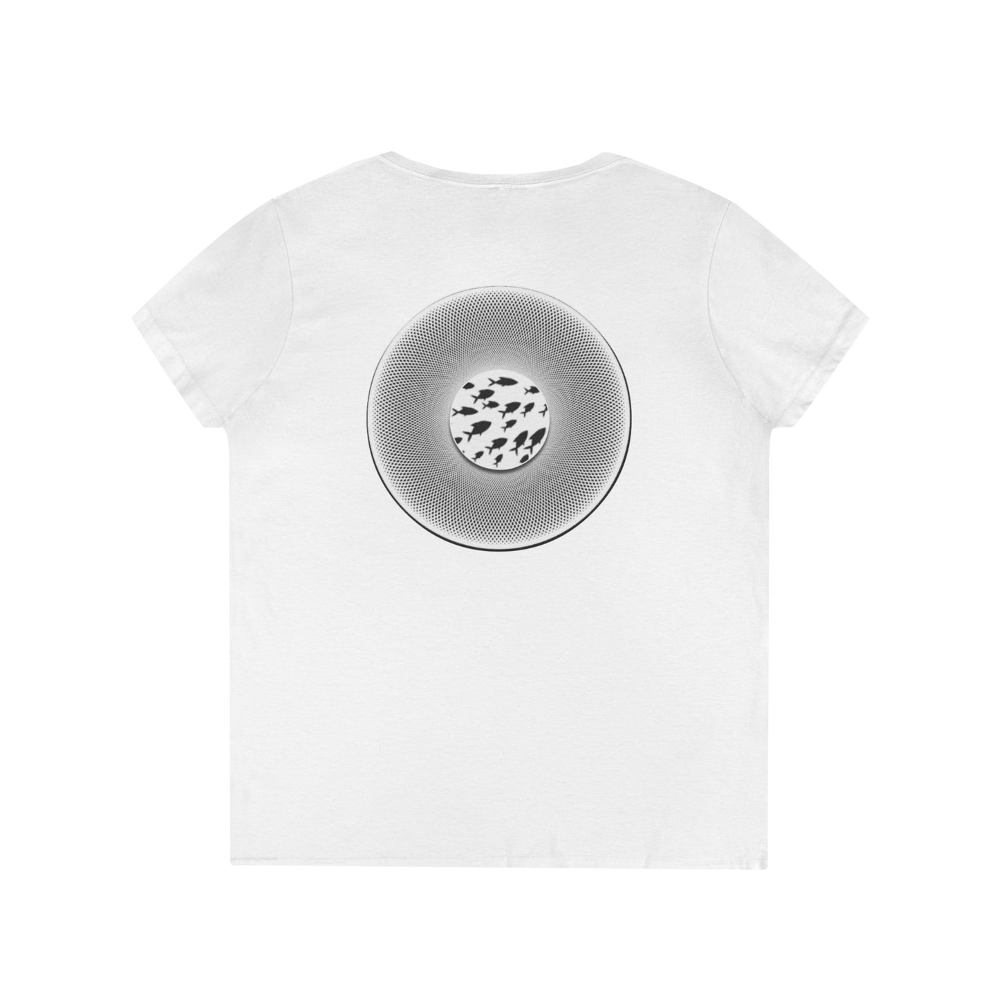 Women's Donut V-Neck Tee - "If I'm Swimming By" - variant 1 - white/black phatty donut w/