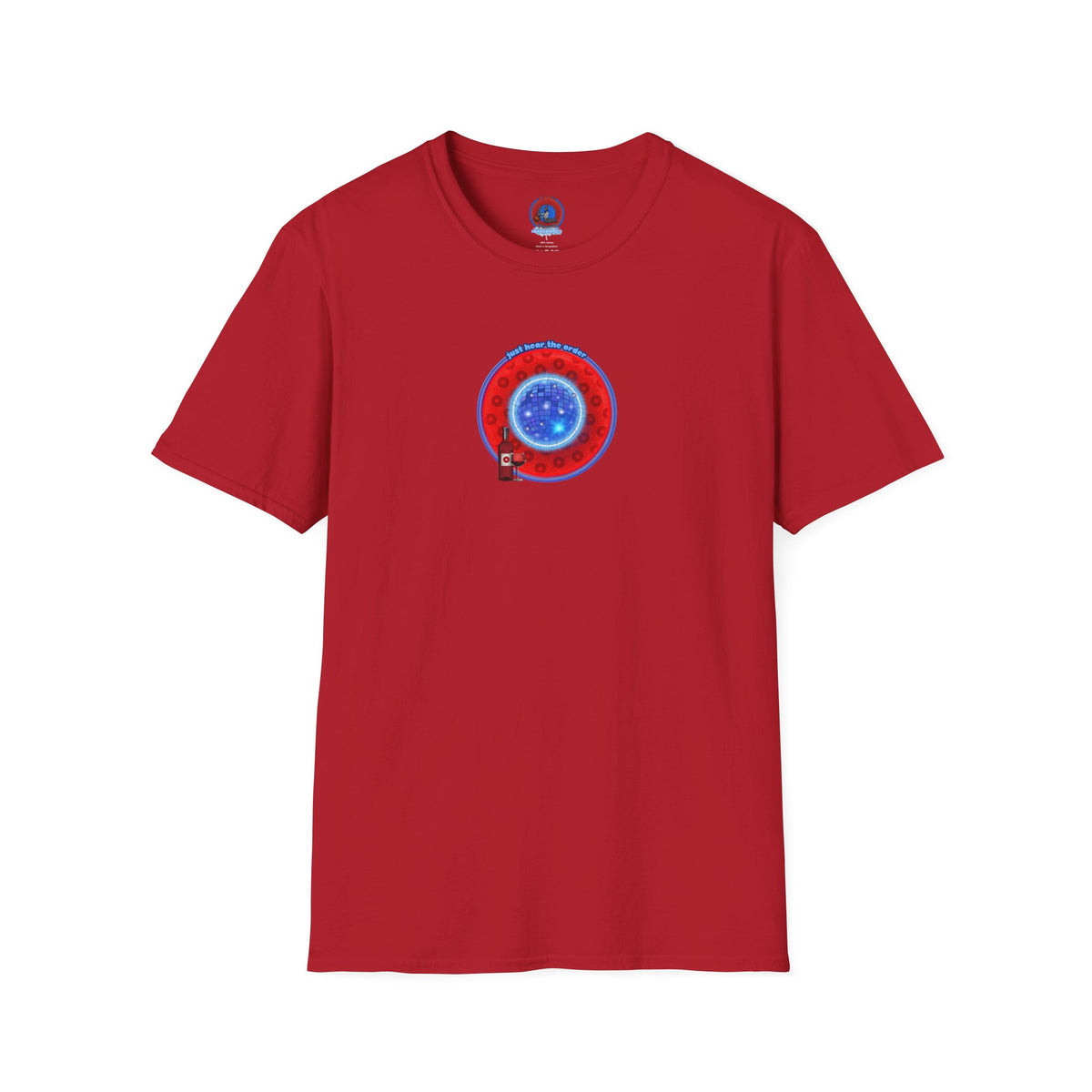 Classic Donut Tee - Unisex Soft-Style - "The Skipper's Donut" - red/blue paradoxical widemouthed donut - variant 1