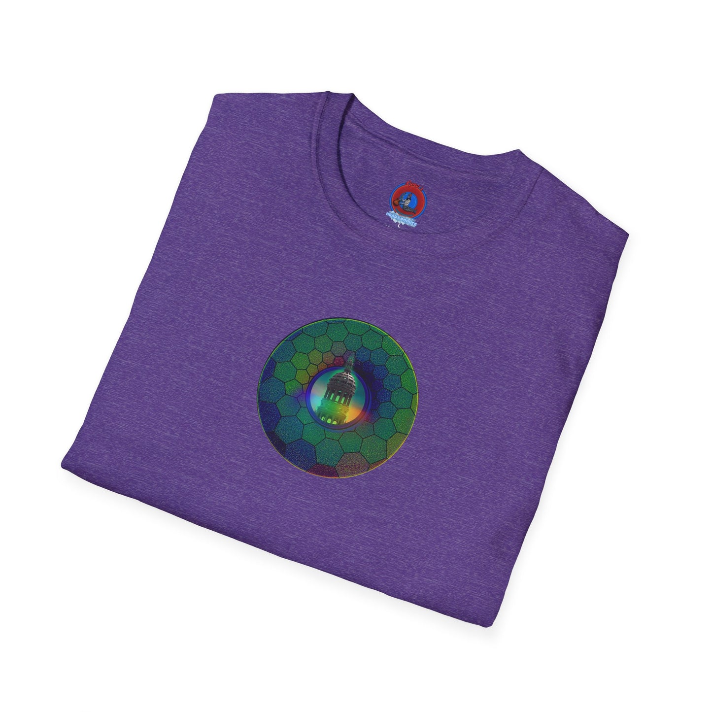 Classic Donut Tee - Unisex Soft-Style - "Save the Mondegreen City Hall Clock Tower" - hexadonut - series 1.0 -variant 1 - green donut