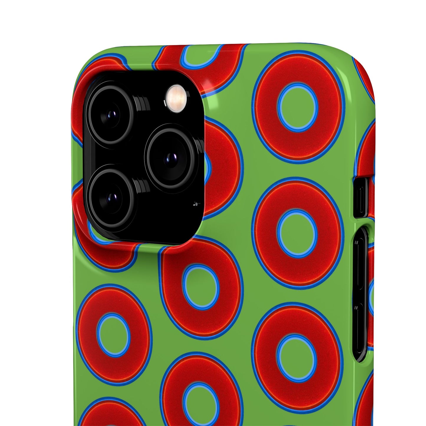 <Lumpy Donut Snap Case - red vivid donut print w/light green background