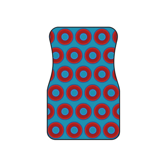 Contacted Car Mats - vivid donut print w/aquamarine blue background