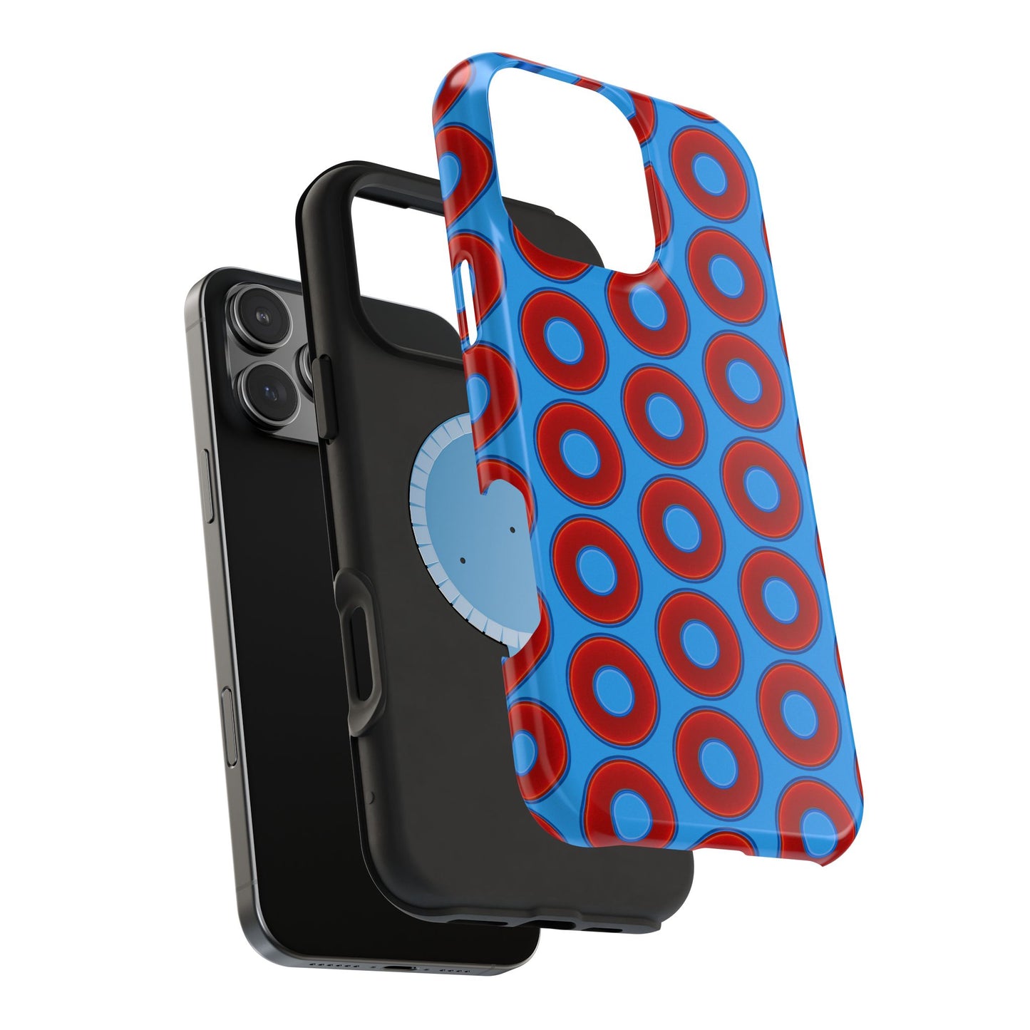 Magnetic Tough Donut Case - red vivid donut print w/sky royal blue background