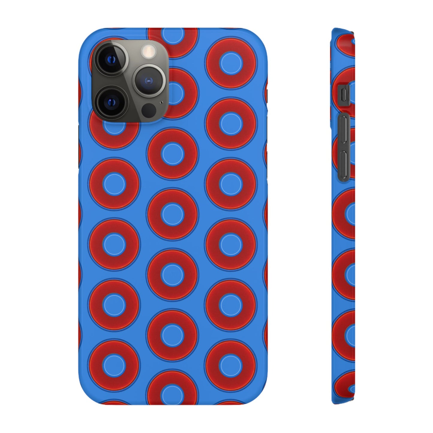 Lumpy Donut Snap Case - red vivid donut print w/light royal blue background