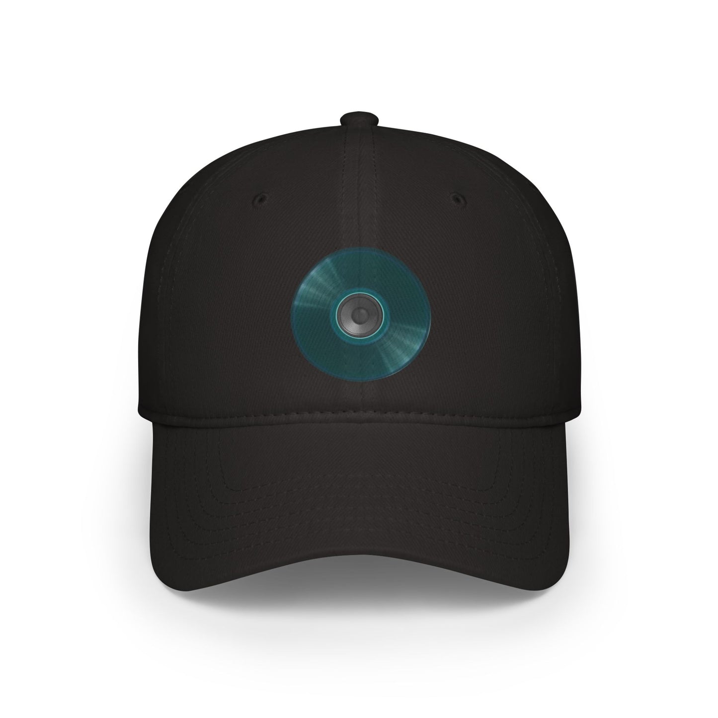 Lumpy Donut Baseball Cap - "Plain Speaker Donut" - dark teal vivid record donut w/