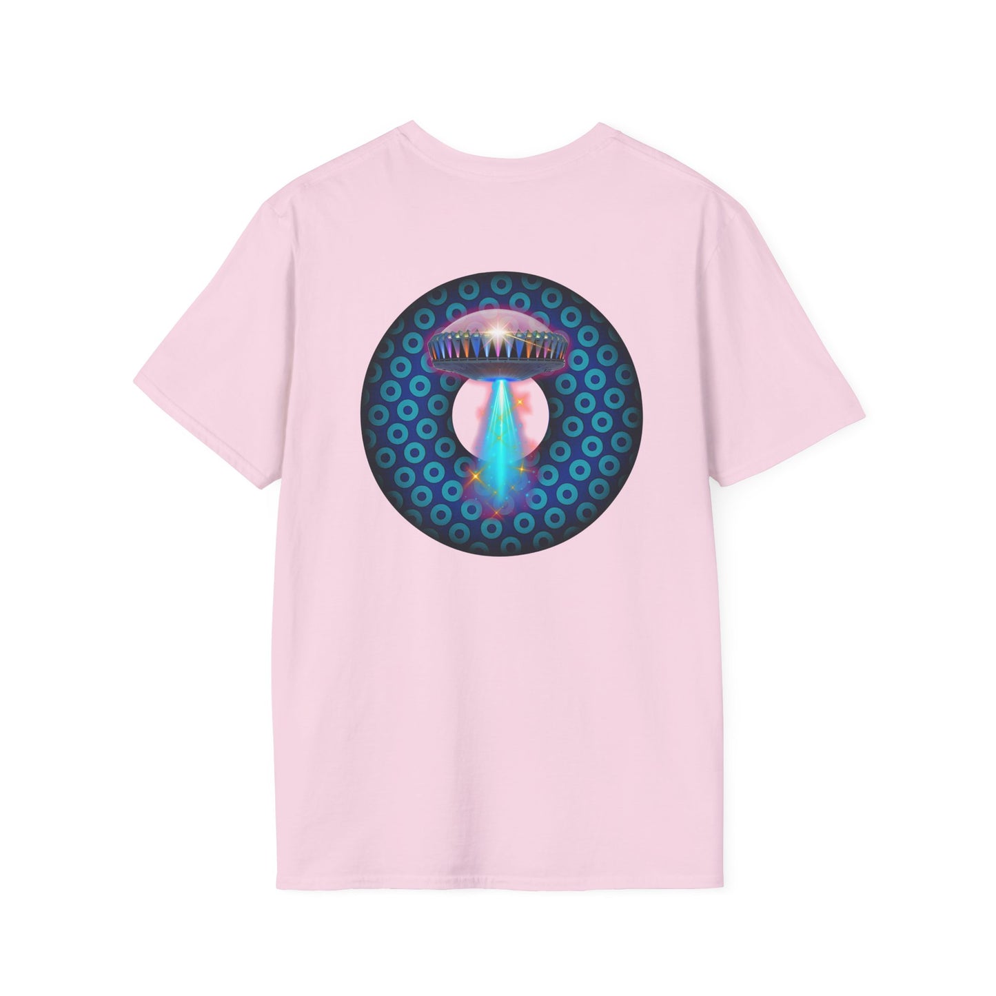 Classic Donut Tee - Unisex Soft-Style - "Donuts now Served on the Mothership" - series 1.0  - variant 3  - magenta/pink donut