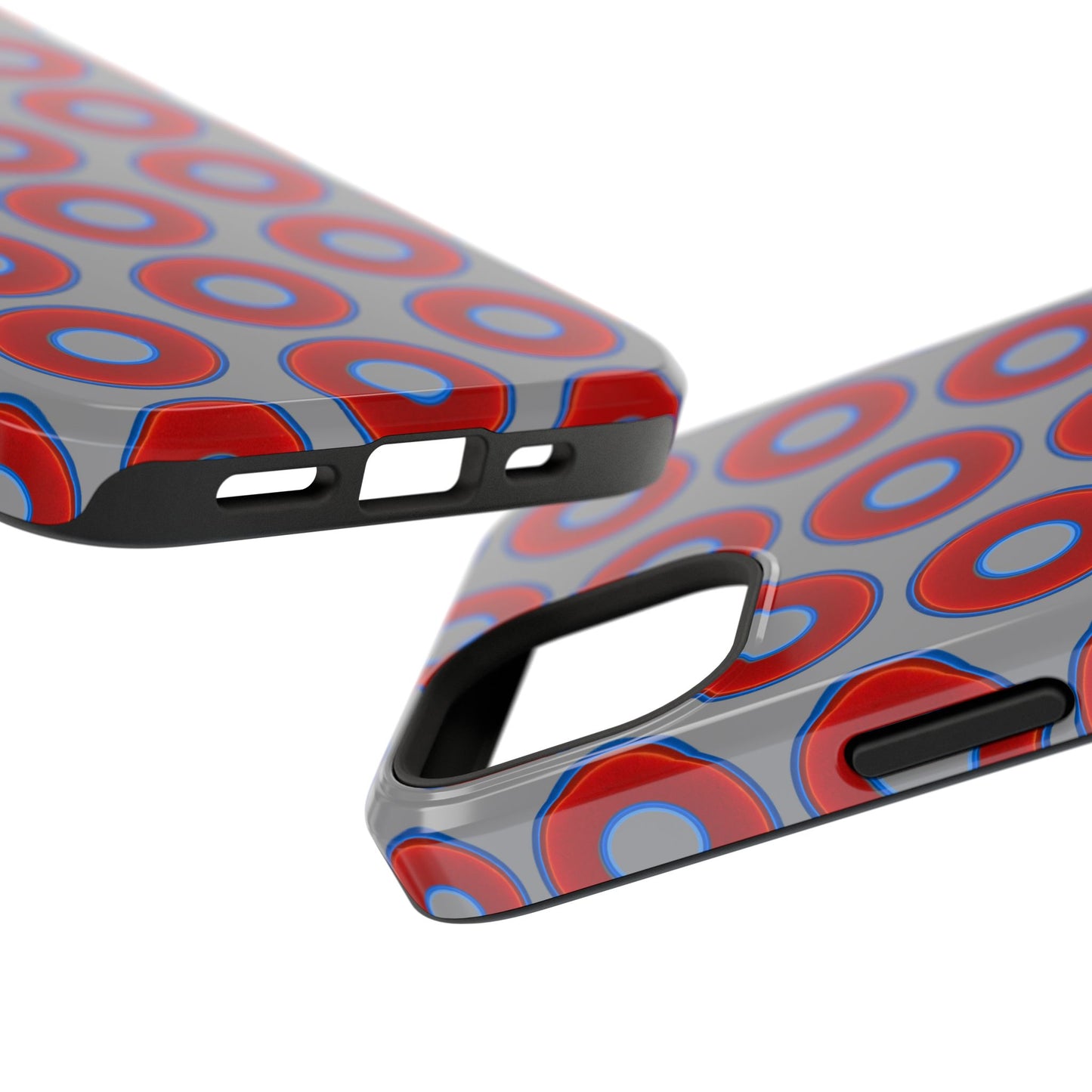 Impact-Resistant Lumpy Donut Case - red vivid donut print w/gray background