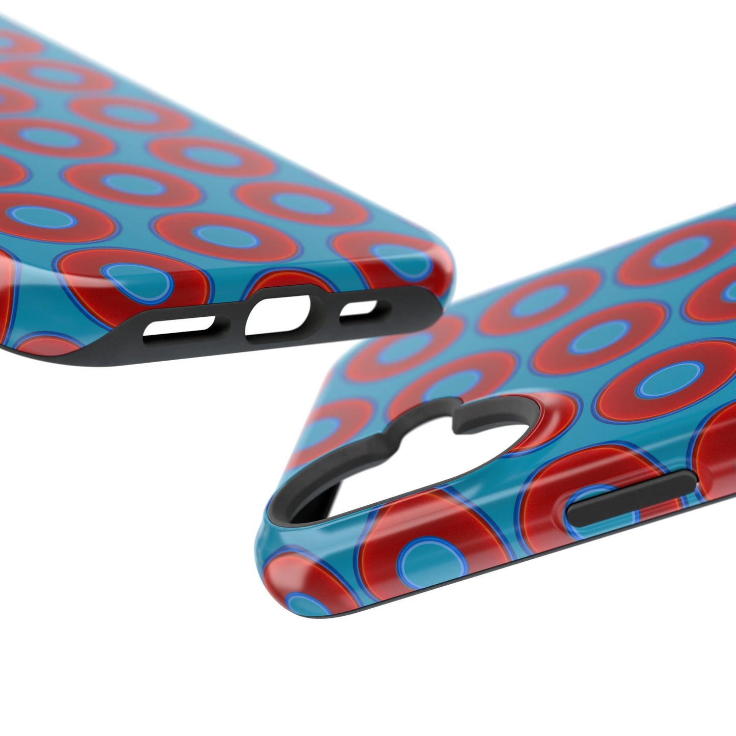 Magnetic Tough Donut Case - red vivid donut print w/aquamarine blue background