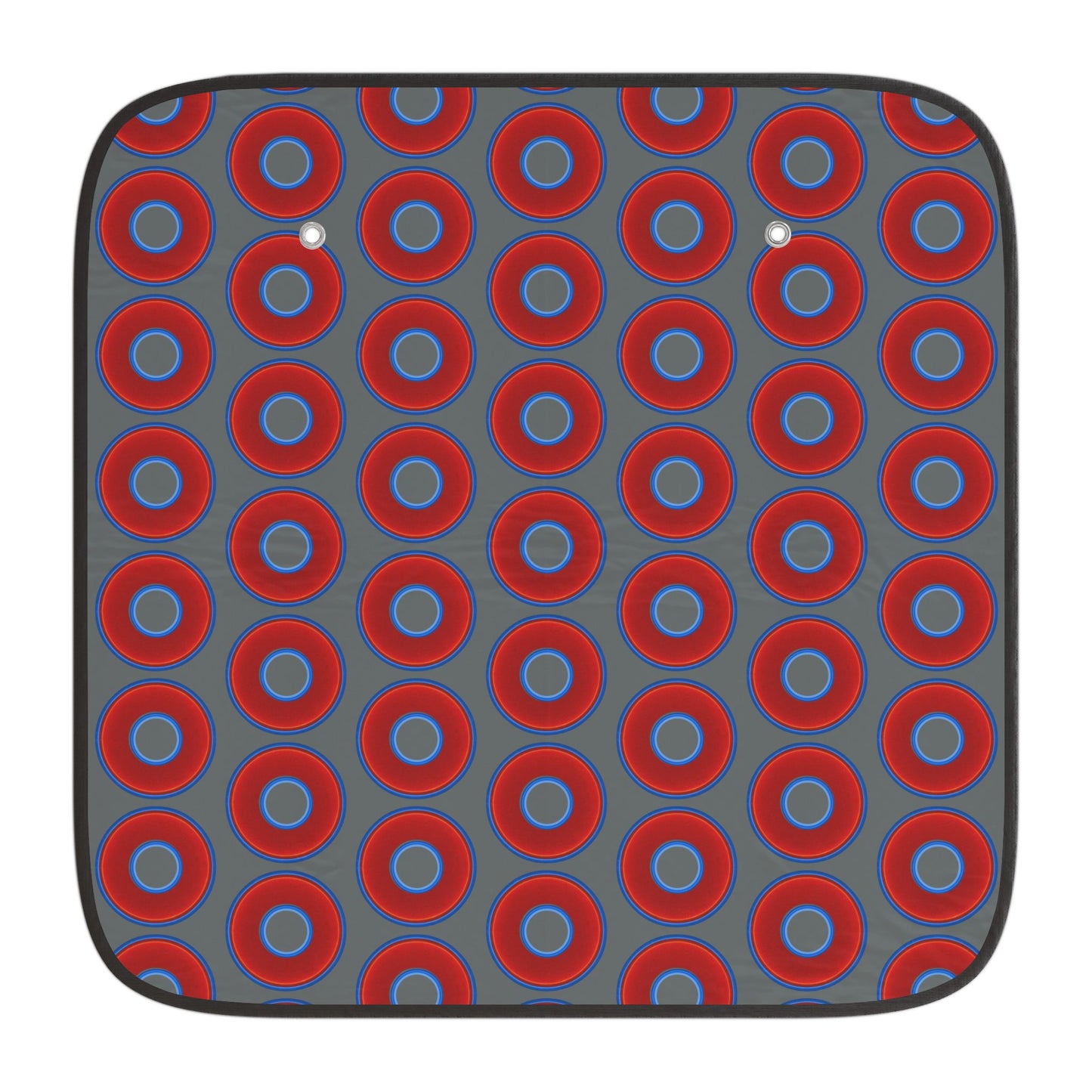 Automotive Donut Sun Shade - red vivid donuts w/dark gray background