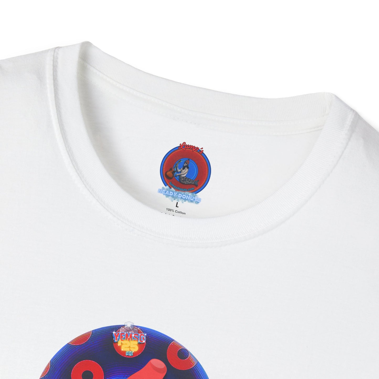Classic Donut Tee - Unisex Soft-Style - "Blow this Popsicle Stand" - blue/red paradox bomb pop donut - variant 3