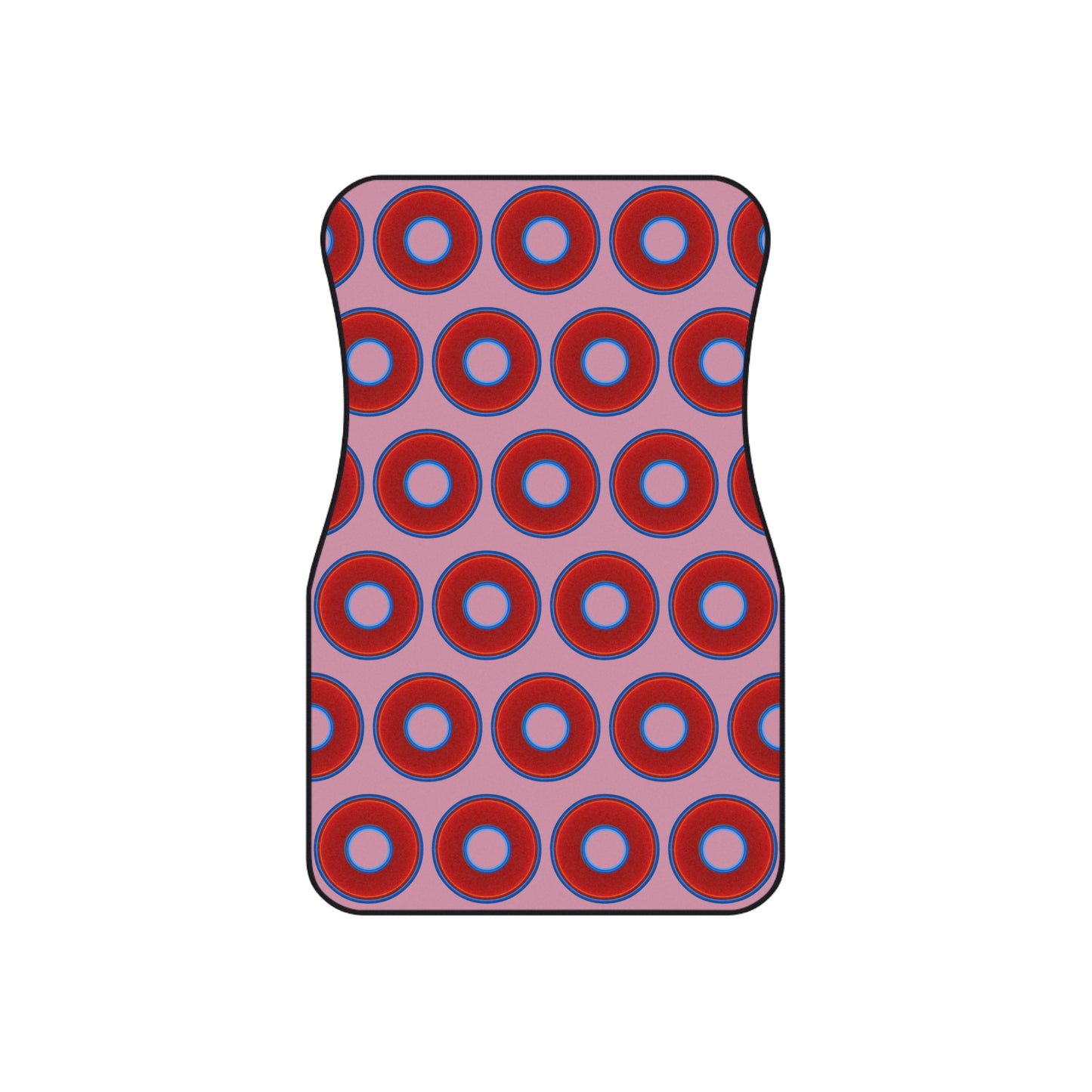 Contacted Car Mats - Set of 2/Front - vivid donut print w/pale magenta background