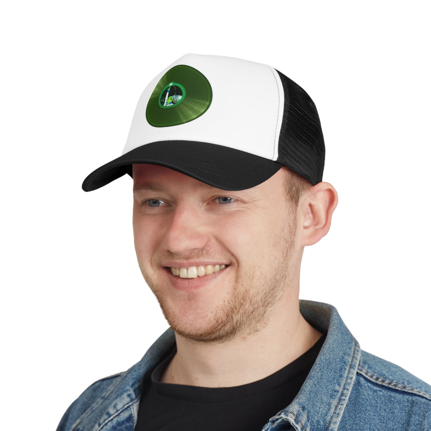 Lumpy Trucker Hat - "Rutherford's Staying Alive" - variant 1 - green donut