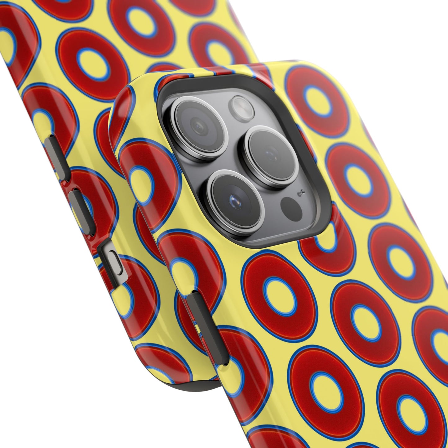 Magnetic Tough Donut Case - red vivid donut print w/yellow background
