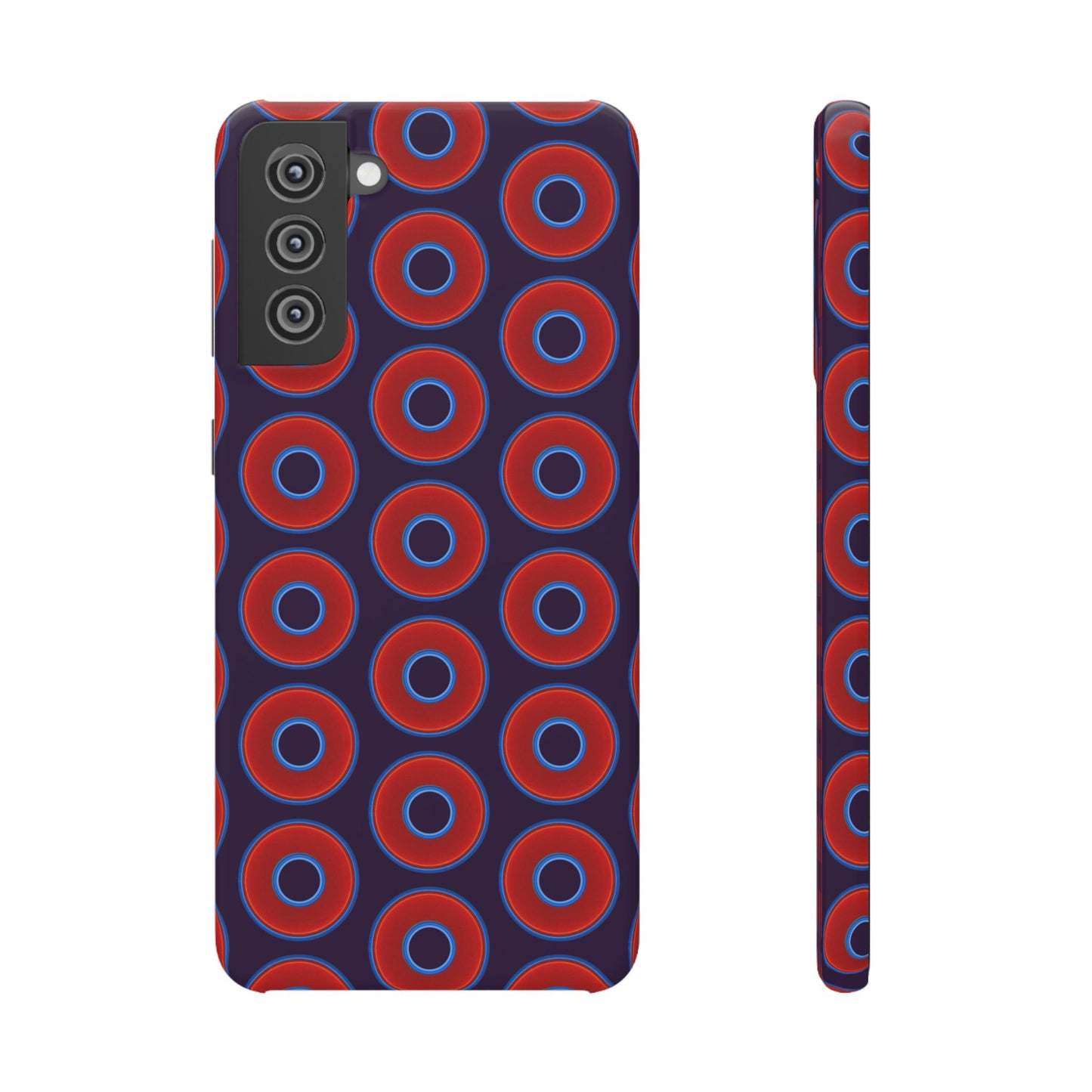 Lumpy Donut Snap Case - red vivid donut print w/midnight purple background