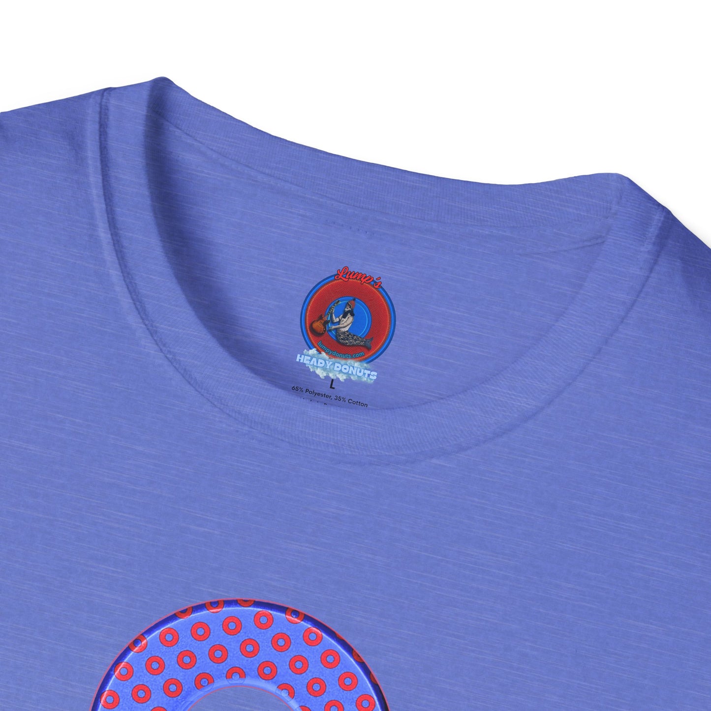 Plain Donuts/Unisex Soft-Style - "Plain Electric Paradoxical Donuts" - bright royal blue/red coral donuts
