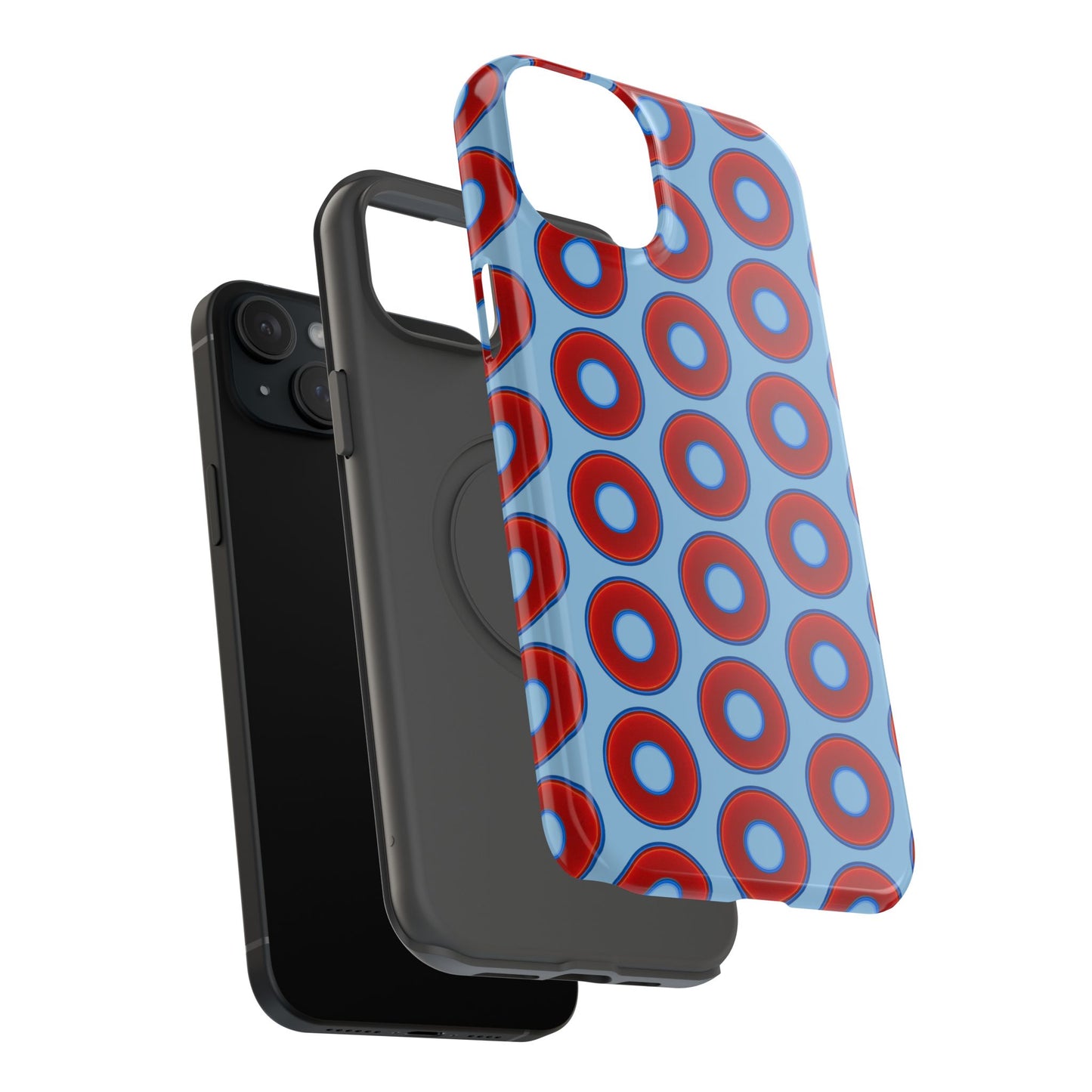 Impact-Resistant Lumpy Donut Case - red vivid donut print w/sky blue background
