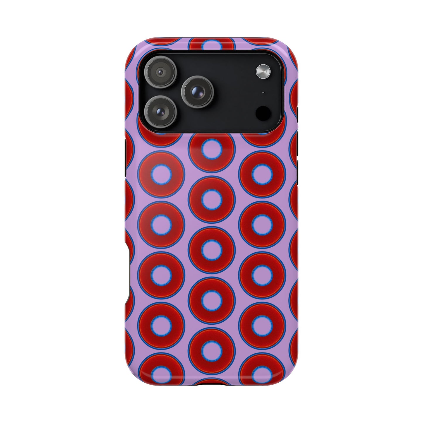 Magnetic Tough Donut Case - red vivid donut print w/wisteria purple background