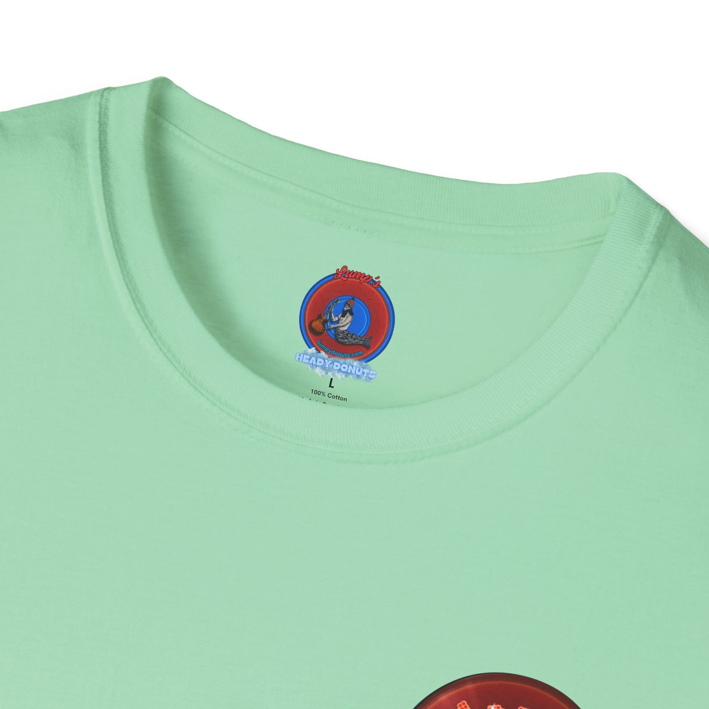 Classic Donut Tee - Unisex Soft-Style - "Donuts of the Gods" - series 1.0 - variant 2 - red donut