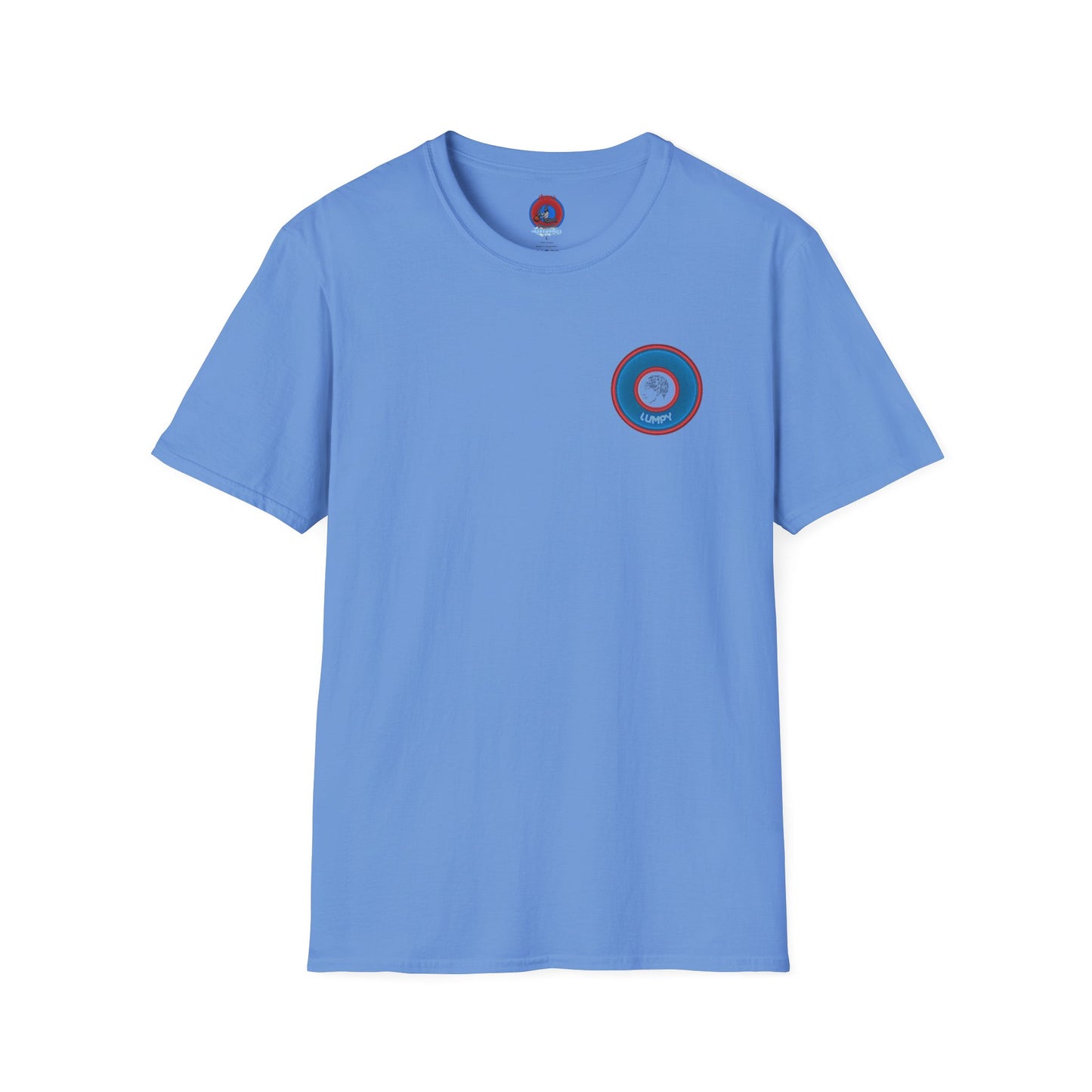Classic Donut Tee - Unisex Soft-Style - "The Lumpy Donut" - variant 2 - blue/red donut