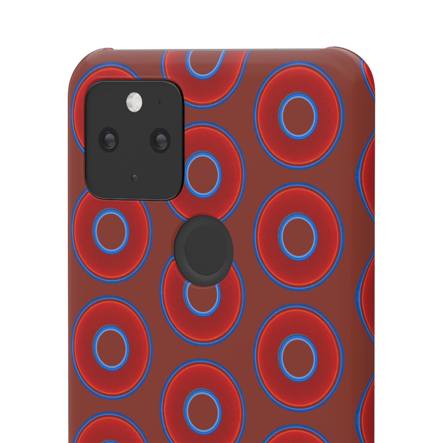 Lumpy Donut Snap Case - red vivid donut print w/burnt umber background