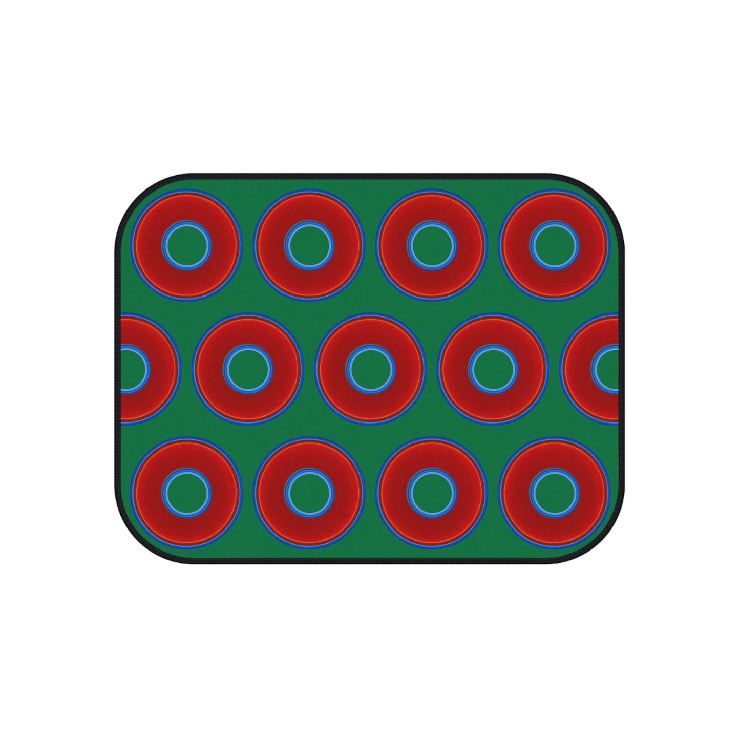 Contacted Car Mats - vivid donut print w/green background
