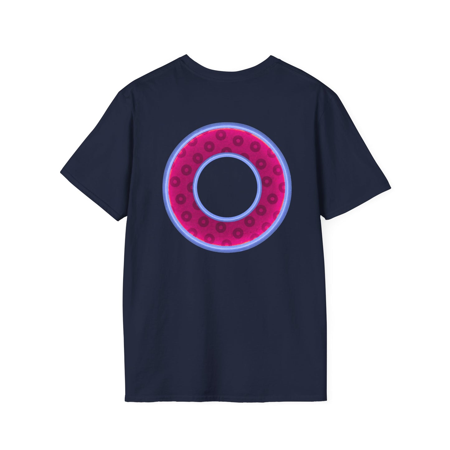 Plain Donuts/Unisex Soft-Style - "Plain Wide Mouthed Paradoxical Donuts" - dark magenta/light blue donuts