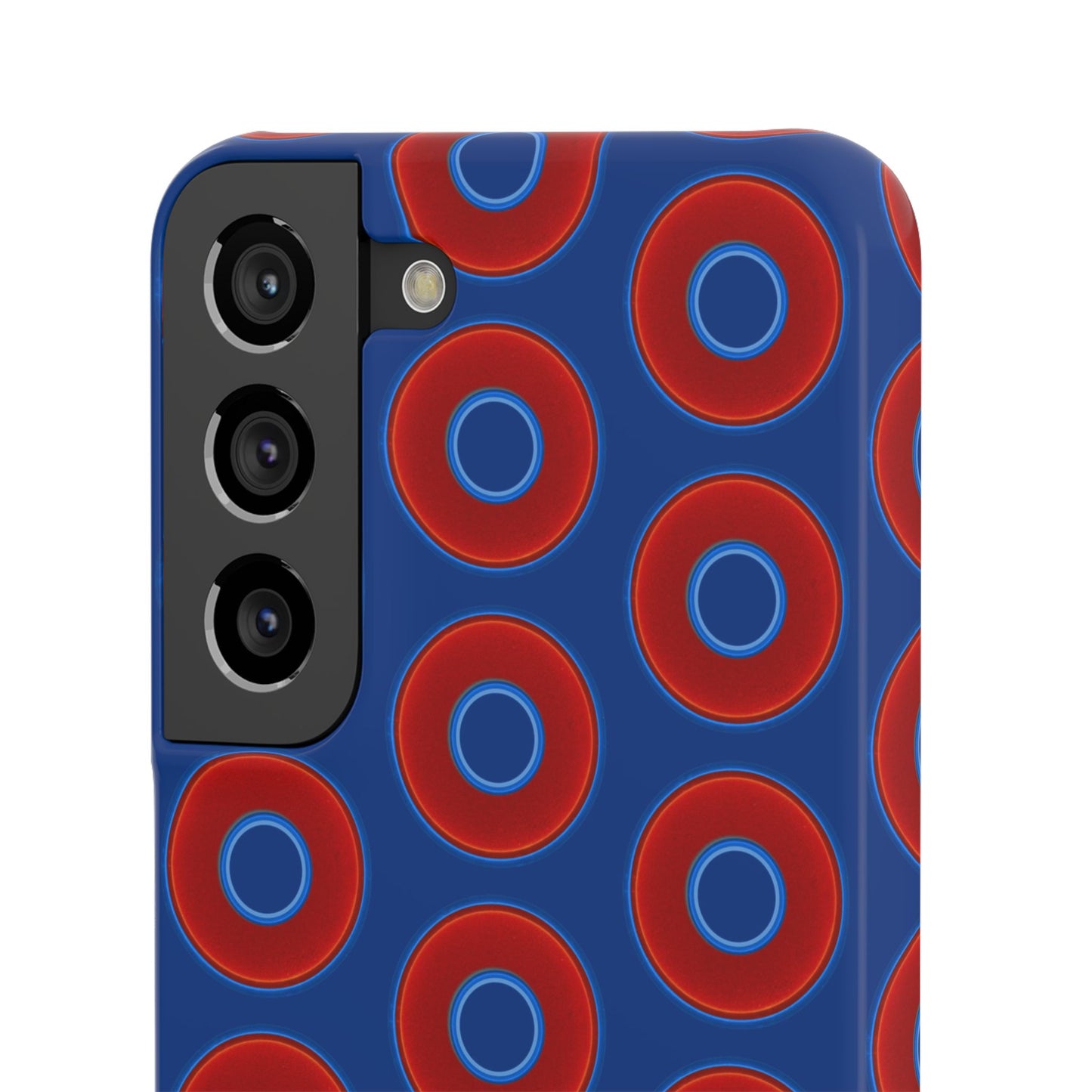 Lumpy Donut Snap Case - red vivid donut print w/dark blue background