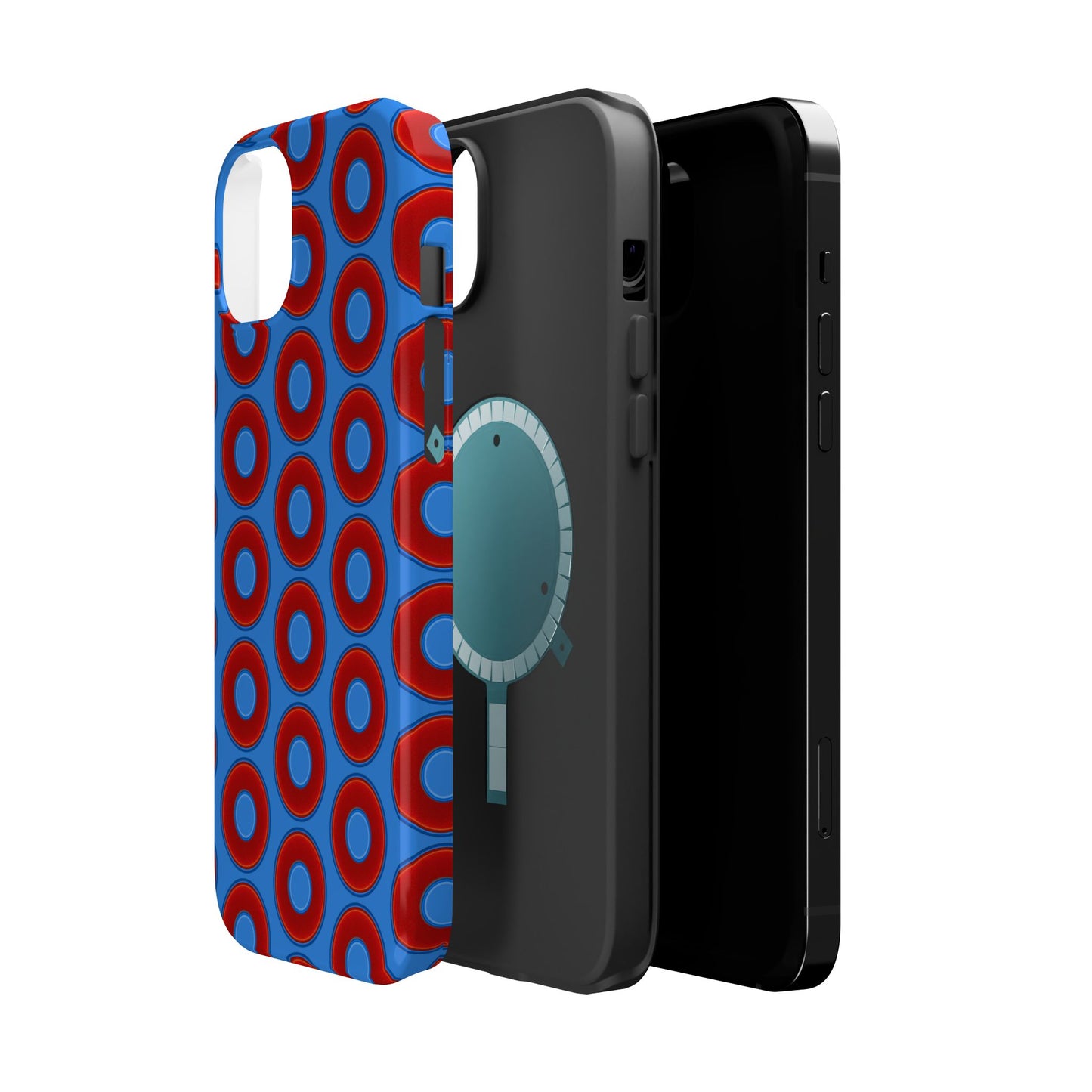 Magnetic Tough Donut Case - red vivid donut print w/light royal blue background
