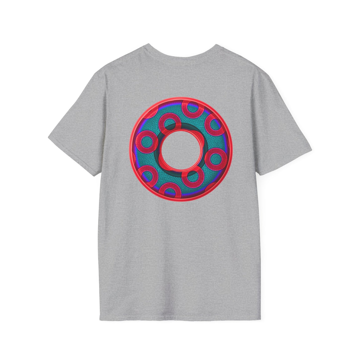 Plain Donuts/Unisex Soft-Style - "Plain Rustic Paradoxical Donuts" - red/steel blue donuts